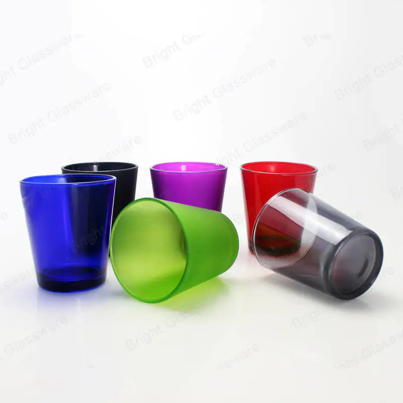 coloré translucide tealight votive en verre bocal bougeoir en forme de V