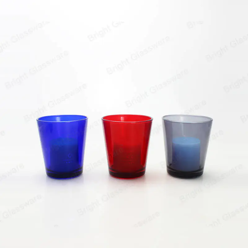 coloré translucide tealight votive en verre bocal bougeoir en forme de V