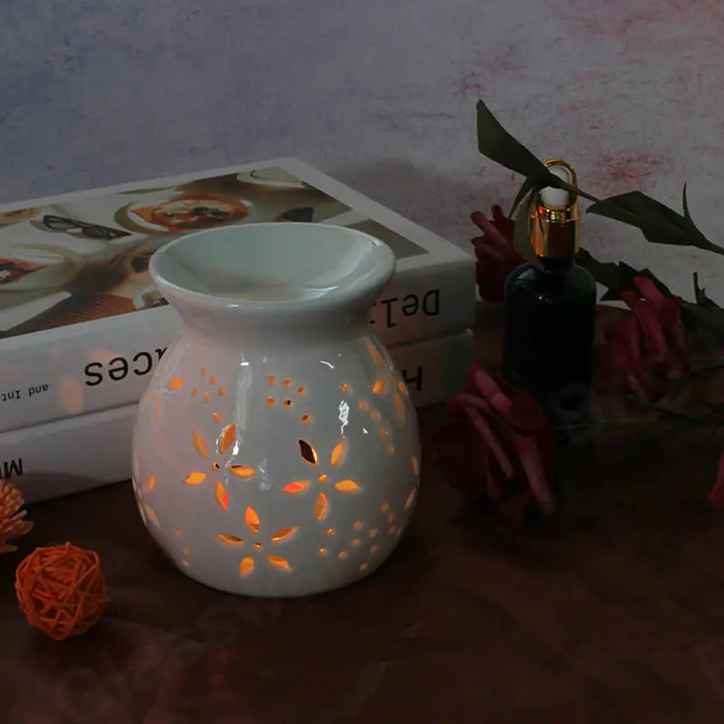 OEM白色豪华陶瓷蜡烛加热器茶光熔化燃烧器套装陶瓷蜡燃烧器