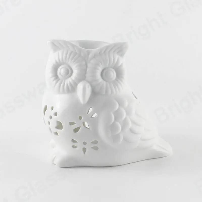 home aroma essential oil incense burner ceramic white owl tealight candle holder