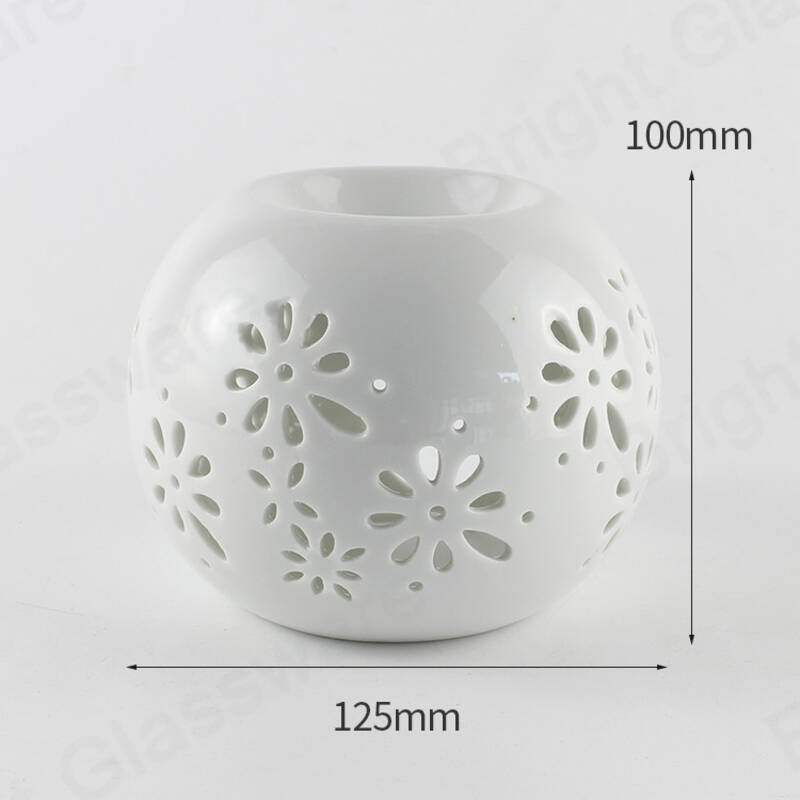 ball shaped white tealight ceramic wax melt burner for essential oil burner