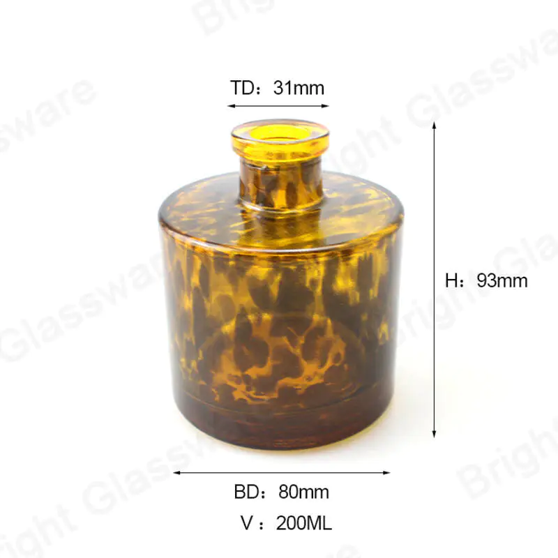 200ml de moda con estampado de leopardo difusor de láminas botella de vidrio con corcho para el aroma de la habitación