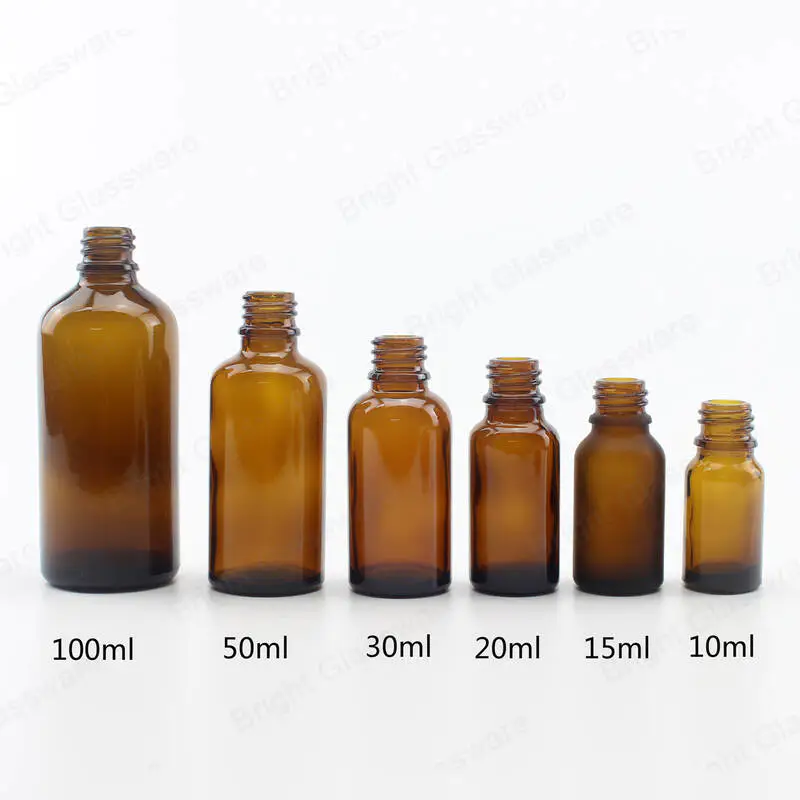 hot sale round boston 100ml 50ml 30ml 20ml 15ml 10ml amber essential oil bottle  