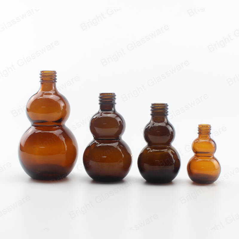 10ml 20ml 30ml 50ml glass gourd cucurbit shape bottle for essential oil customized logo printing