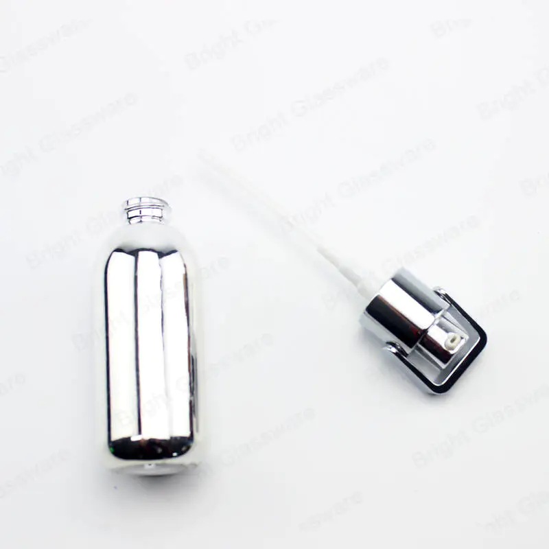 Creative Glass Lotion Bottle Silver Cosmetics Flacons avec pompe