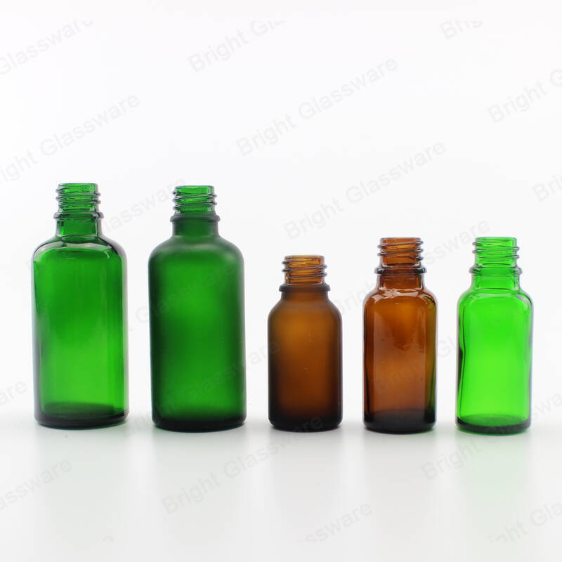 échantillons gratuits e bouteille compte-gouttes en verre ambré liquide bouteille d’huile essentielle en verre vert