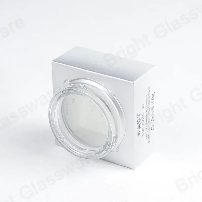 OEM personalizado de vidrio blanco cuadrado cosmético crema jarra embalaje