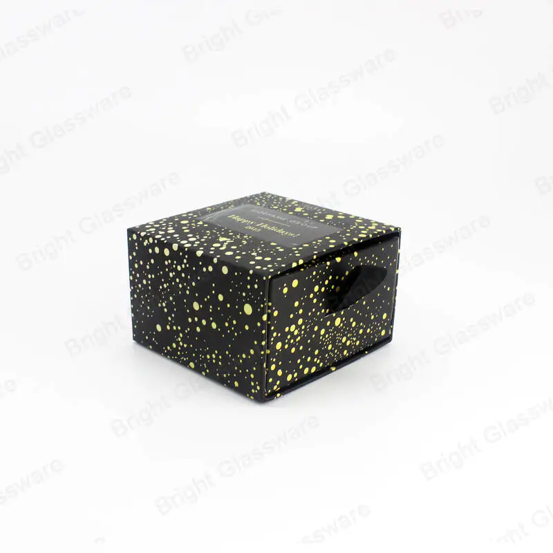 カスタムデザインブラックリジッドボール紙スライディング引き出しボックスパッケージ、キャンドルブリキ用リボン付き