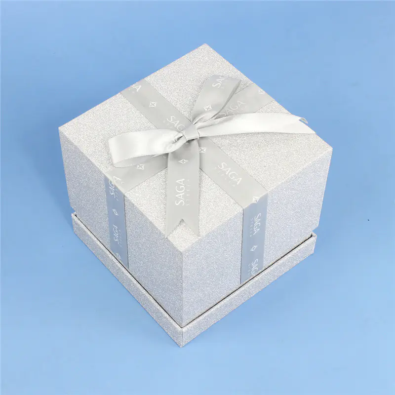 صندوق من الورق المقوى عيد ميلاد سعيد تصميم صناديق هدية مع الشريط