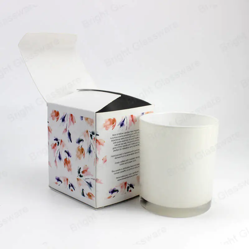 Mango personalizado CMYK 4 color impresión reciclar finas cajas de papel de tarjeta blanca impresión de caja de velas