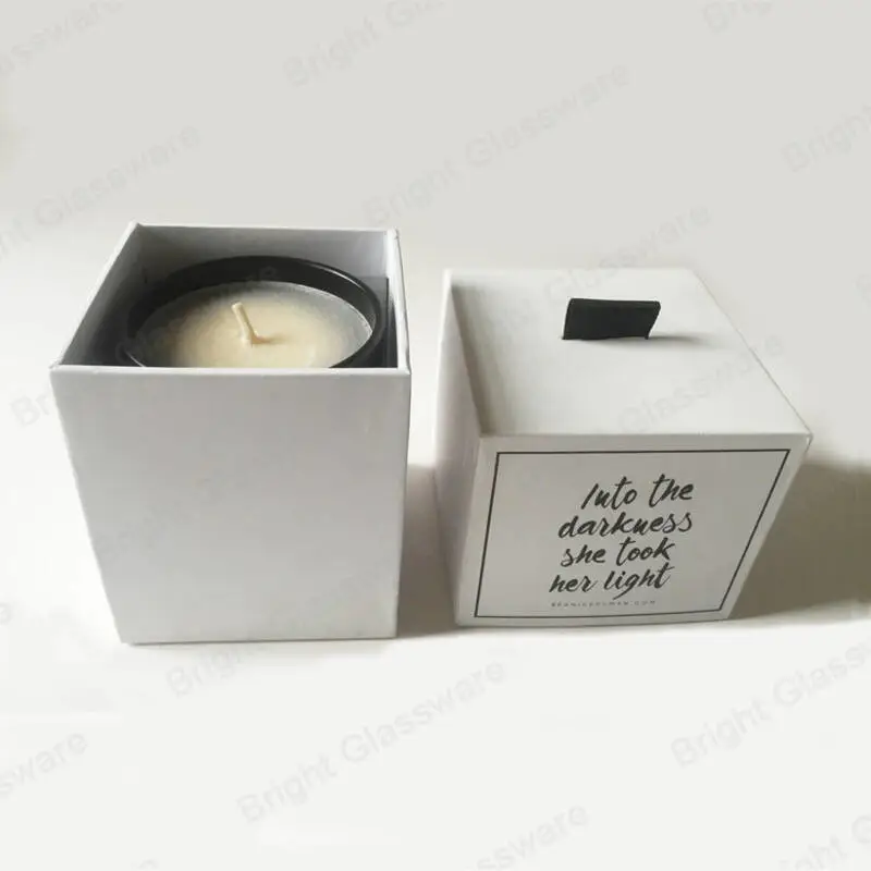 Boîtes de bougies blanches en carton rigide avec ruban pour emballage de bougie de cire de soja parfumée