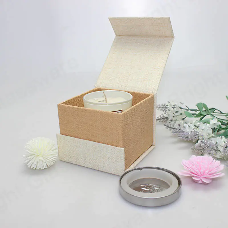 flap lid packaging cardboard bespoke magnetic closure candle jar gift box