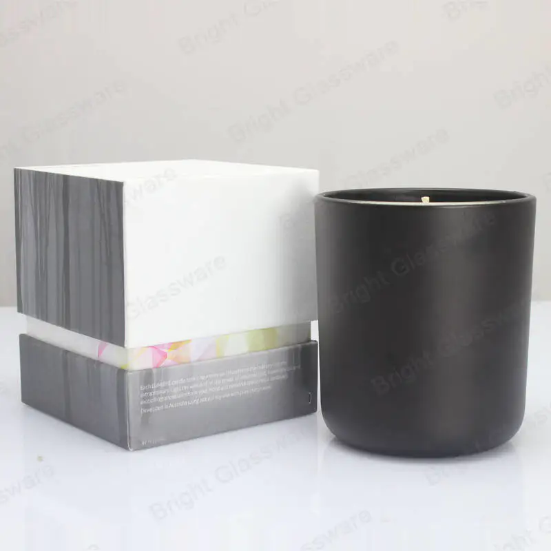 定制印花徽标豪华硬纸板方形蜡烛盒，用于玻璃蜡烛罐