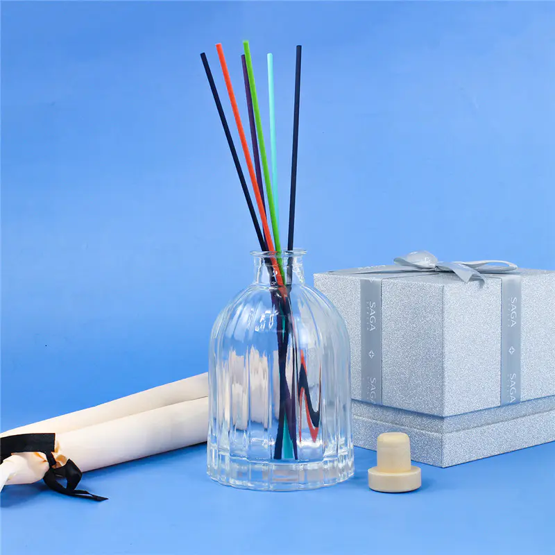 8 унций стеклянная прозрачная тростниковая диффузорная бутылка с пробкой и палочками