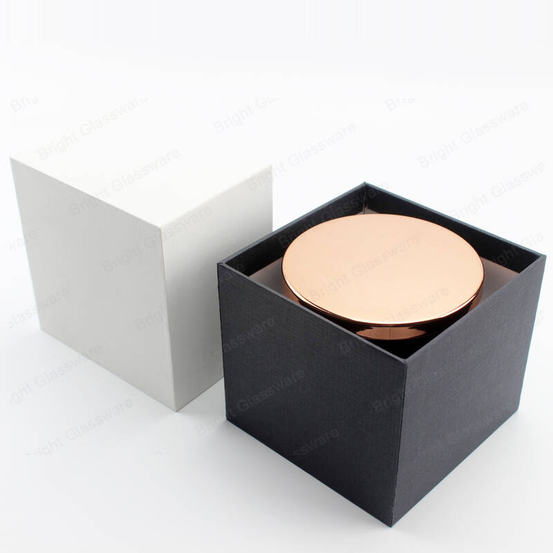 white and black linen candle boxes packaging gift set with glass candle jar and lid wholesale