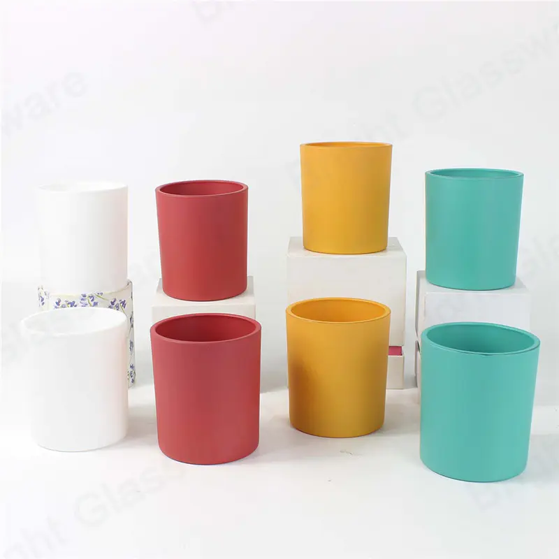 Venta personalizada rociando vasos de velas de vidrio colorido a granel