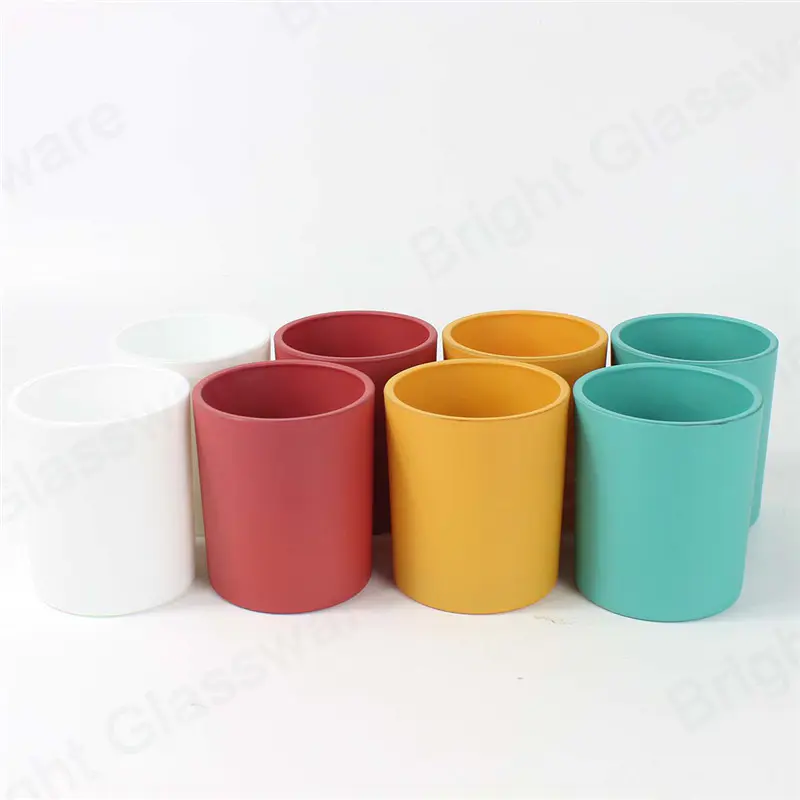 Venta personalizada rociando vasos de velas de vidrio colorido a granel