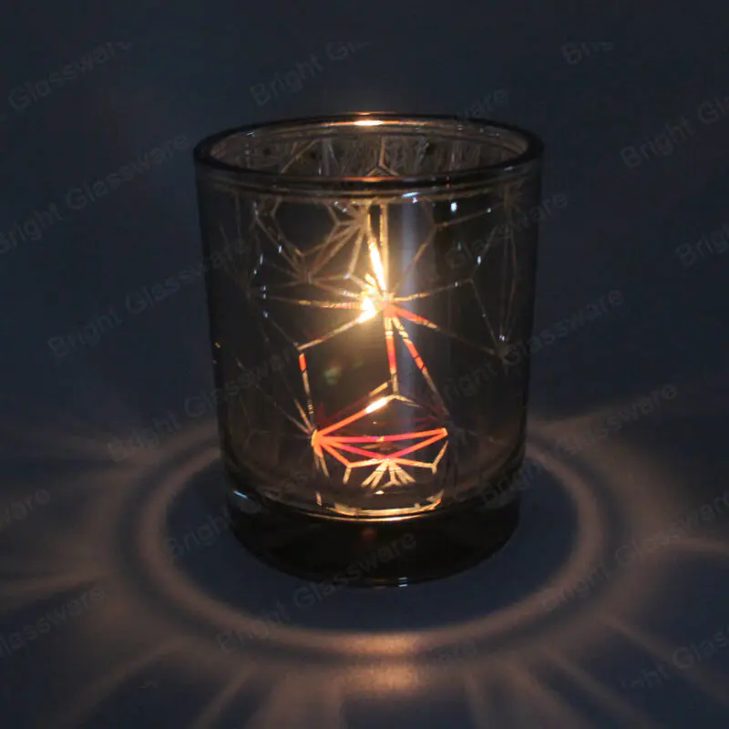 Nouveau design pots de bougies en verre de placage vide en cuivre pour la décoration de fête de mariage
