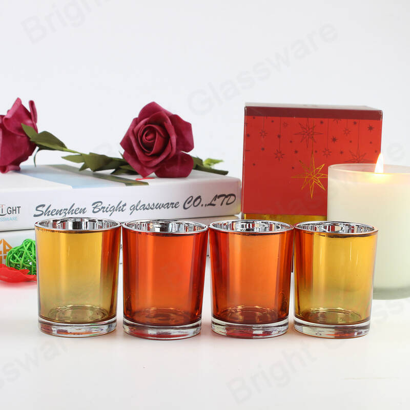 luxury 4 pcs Christmas gift set small votive candle holders glass