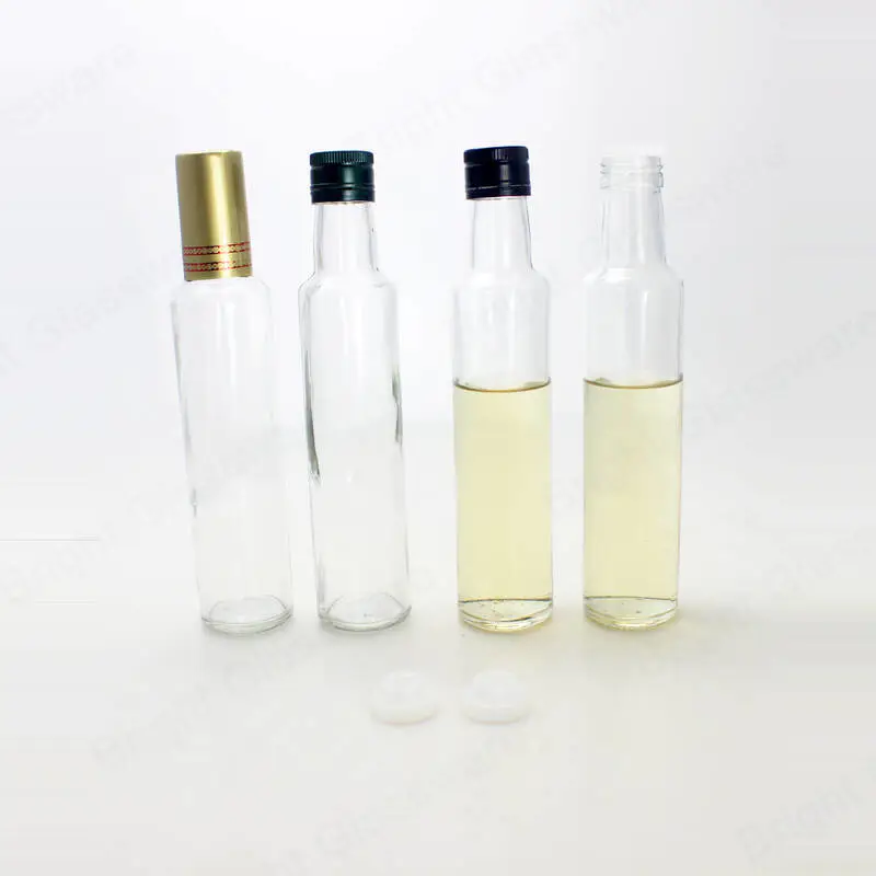 250ml transprarent olive oil glass bottles with cap wholesale