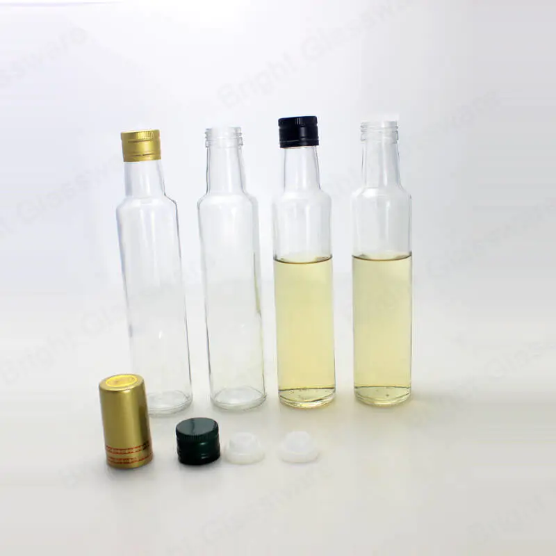 Botellas de vidrio de aceite de oliva transprarent de 250ml con tapón al por mayor
