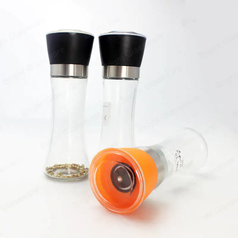 180ml 150ml spice mill glass jar with grinder top manual black pepper grinder for kitchen