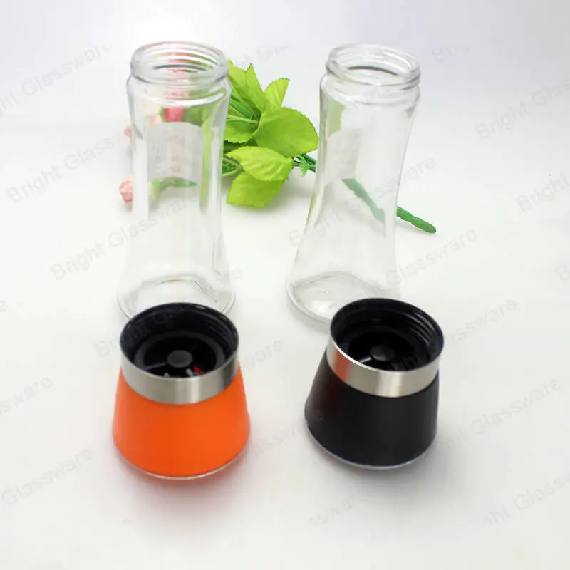180ml 150ml frasco de vidrio de molino de especias con molinillo superior molinillo manual de pimienta negra para cocina