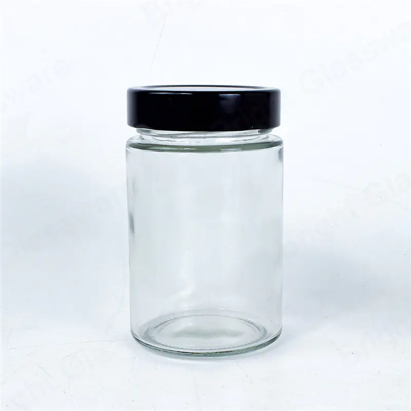 カバー付き200ml 350mlワイド口ガラスメイソンジャー食品貯蔵密着蜂蜜ゼリーガラスジャム瓶