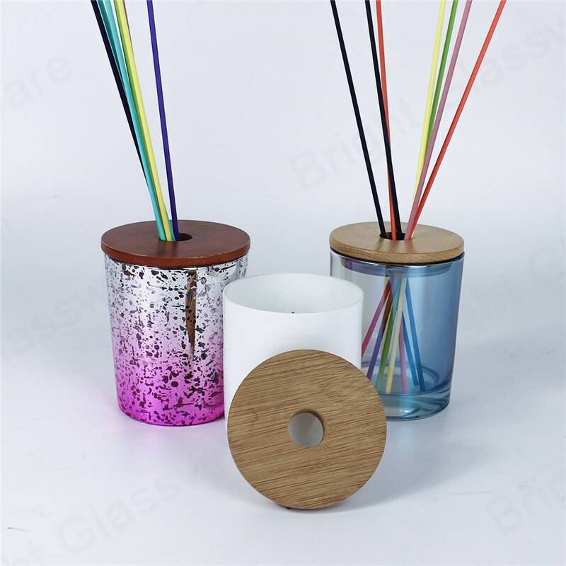air fragrance glass reed diffuser bottle with wooden lid 