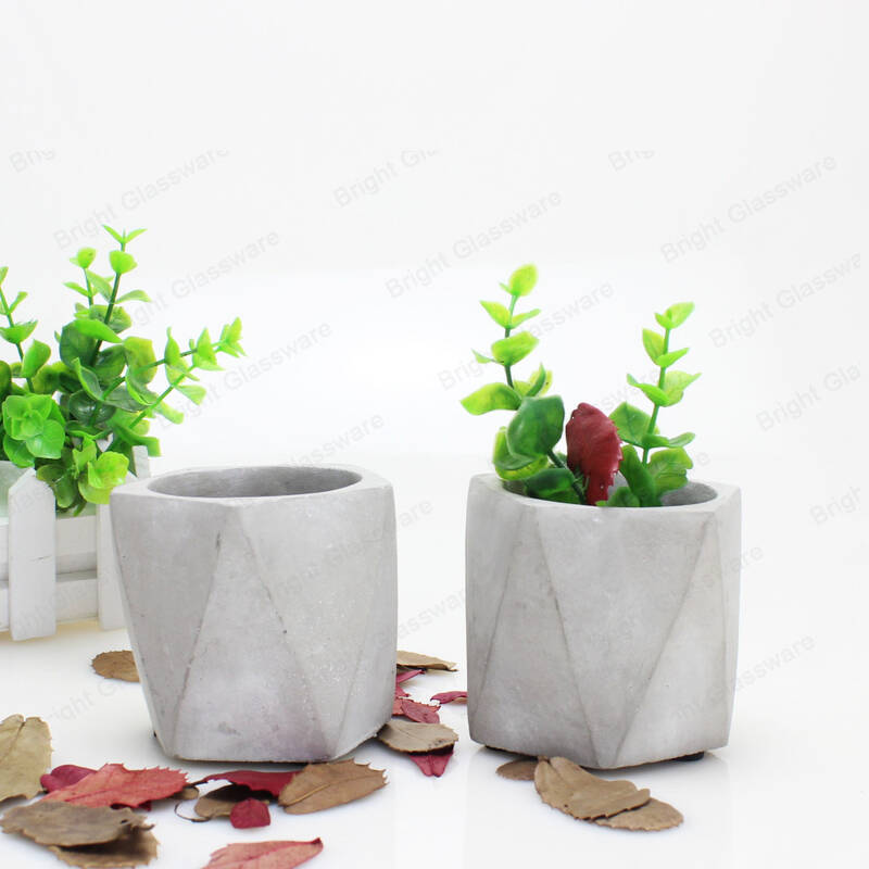 Открытый серый креативный геометрический бетонный горшок для растений