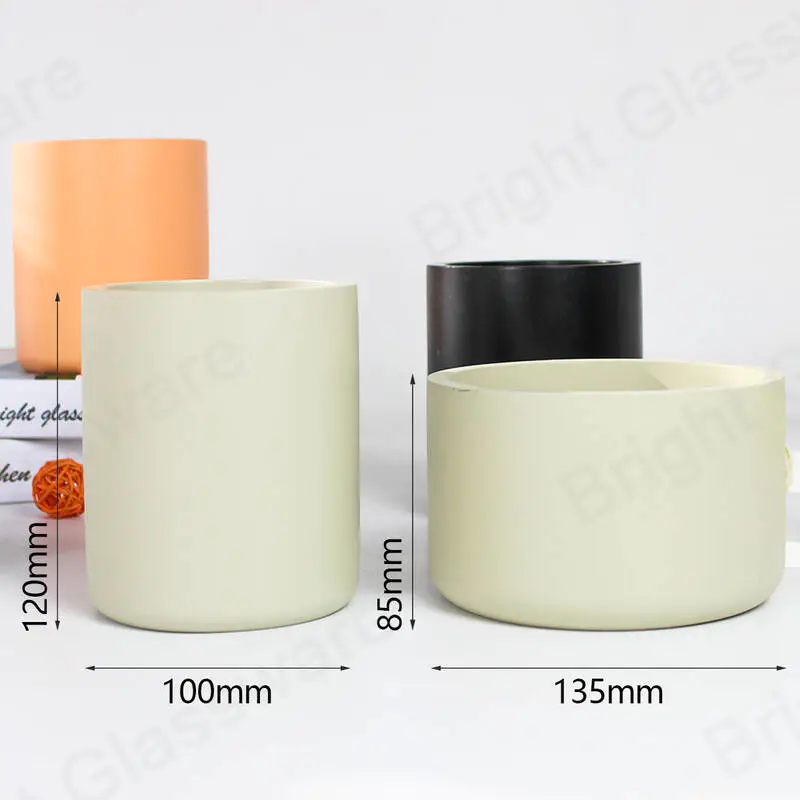 Récipients à bougies en béton de ciment coloré sur mesure avec couvercle en gros