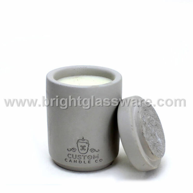 high quality soy wax tealight grey concrete candle holder with lid