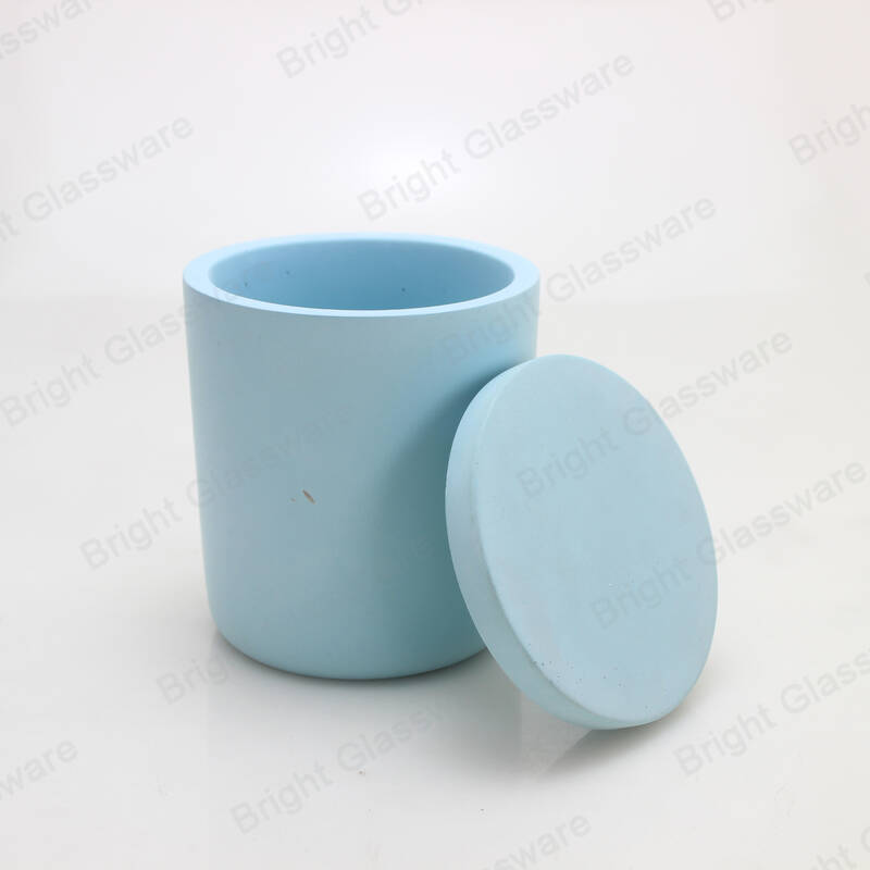 cement candlesticks blue concrete candle holder with lid