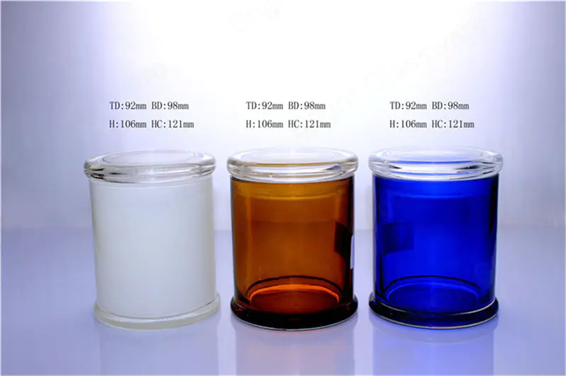 large base transparent black white amber danube glass jars with flat lid