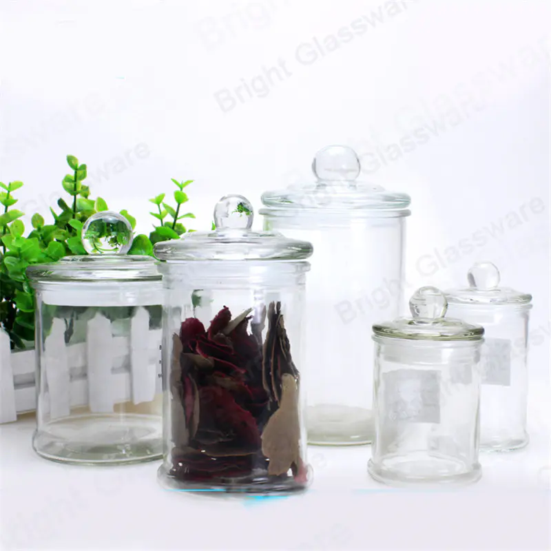 clear glass danube jar with knob lid for candle making 