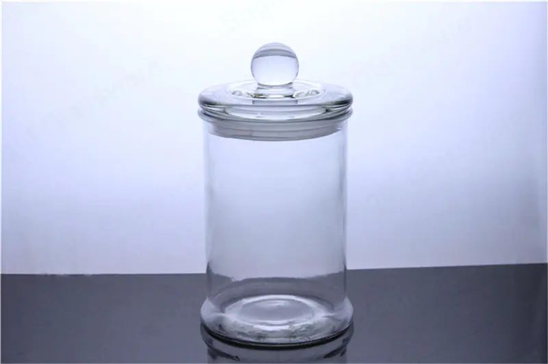 Pot de Danube en verre transparent avec couvercle de bouton pour la fabrication de bougies