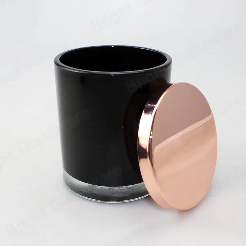 10 oz elegance medium base opaque black oxford jar with rose gold lid