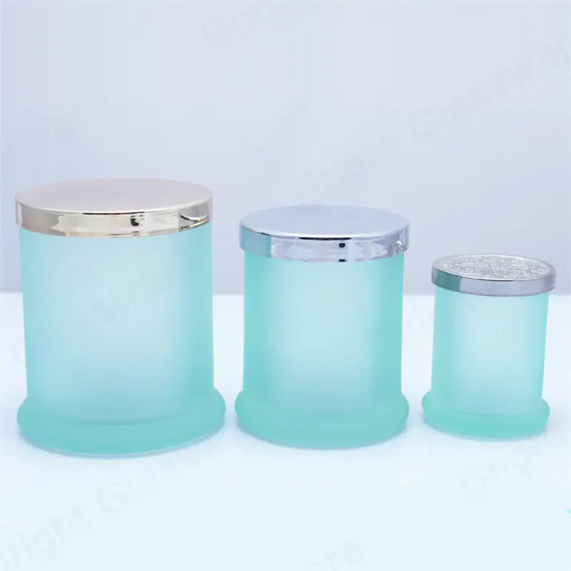 定制贴花标识透明圆形玻璃蜡烛罐，带玻璃平盖