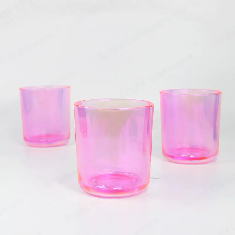 Роскошная пустая стеклянная гальваническая розовая банка для свечей для дома декоративная