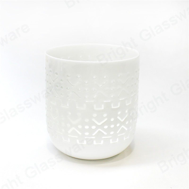 Decoración del hogar moderno frascos de cerámica vacíos blancos para velas