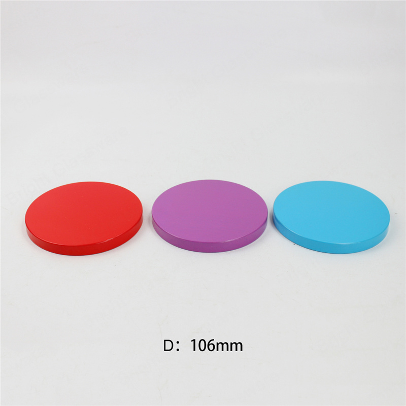Custom colorful D:106mm metal tin candle lid for candle jars