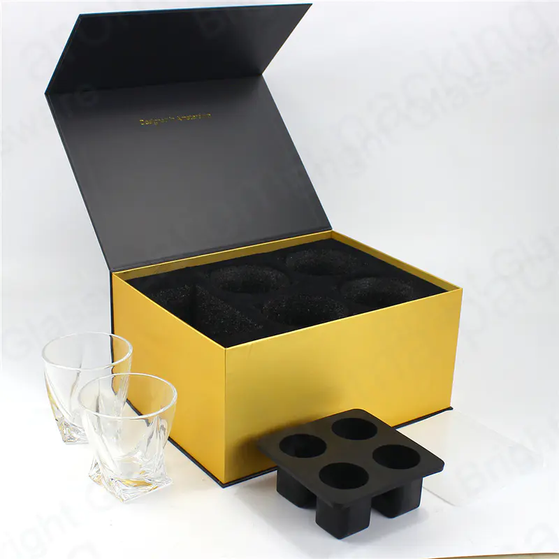 High quality crystal glasses whisky tumbler gift set with packaging box