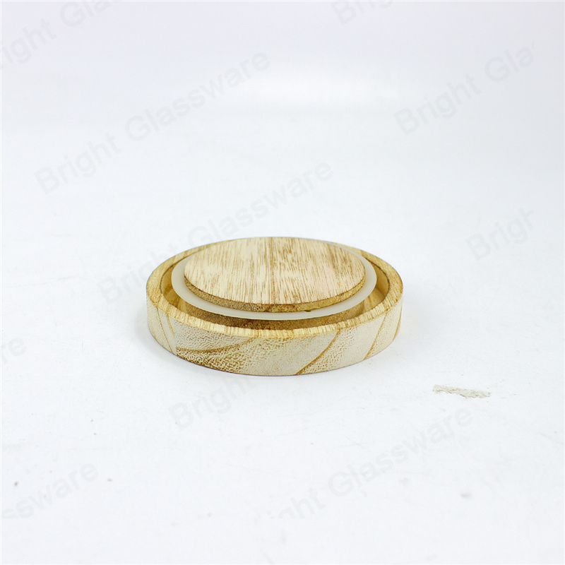 Couvercle en bois réutilisable en pot Mason naturel avec anneau d’étanchéité en silicone