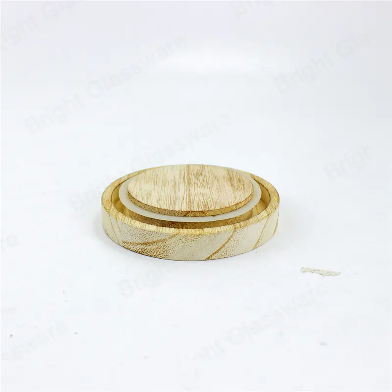 Reusable natural mason jar wooden lid with silicone seal ring 