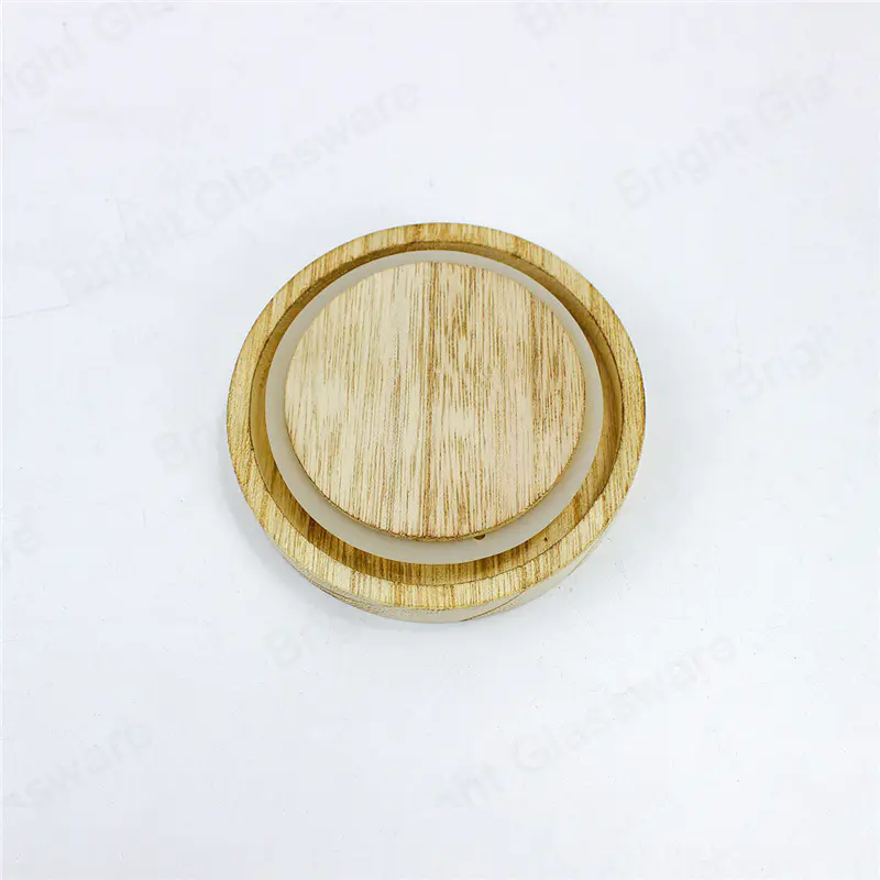 Couvercle en bois réutilisable en pot Mason naturel avec anneau d’étanchéité en silicone