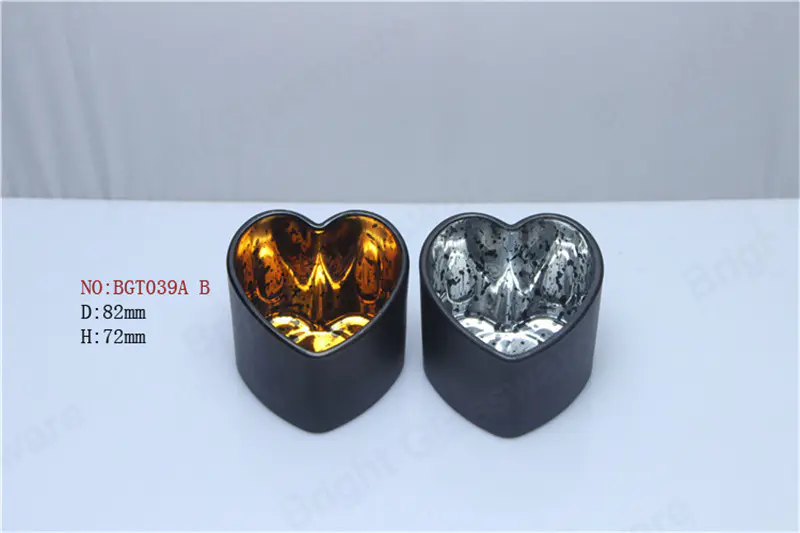 طاولة الزفاف محور الديكور الزجاج الكهربائي الذهب الفضة القلب على شكل حاملي الشموع votive
