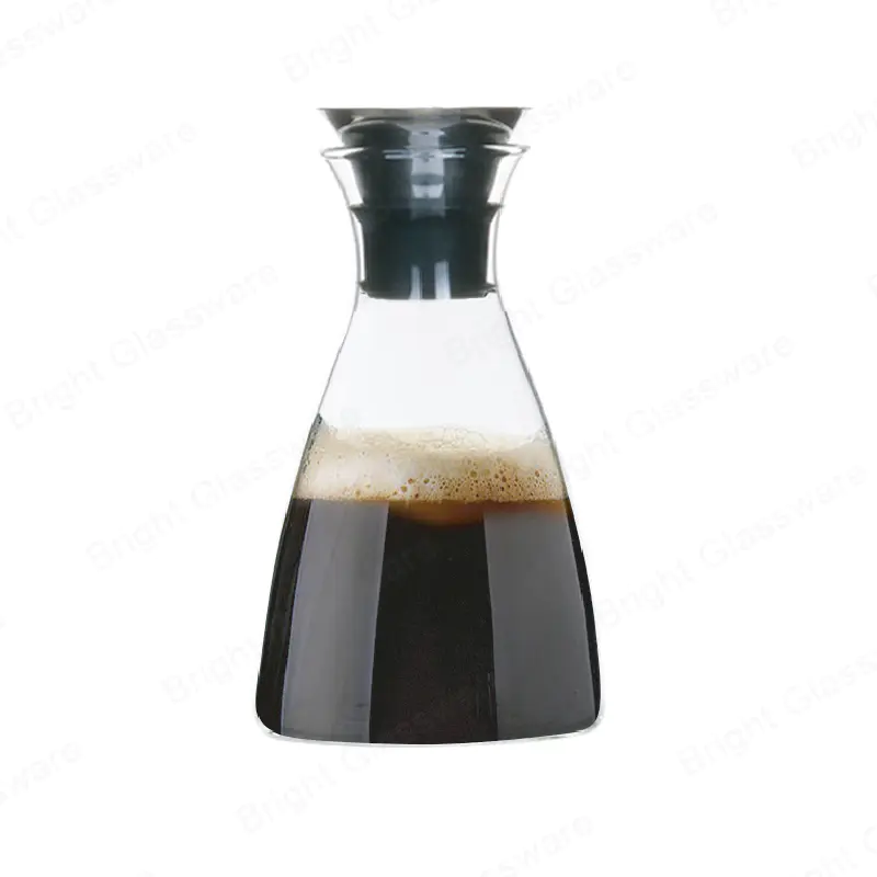 Glass Pitcher With Flow Lid 50 oz Borosilicate Glass Carafe Drip-free Coffee Carafe with Stainless Steel Flip-top Lid