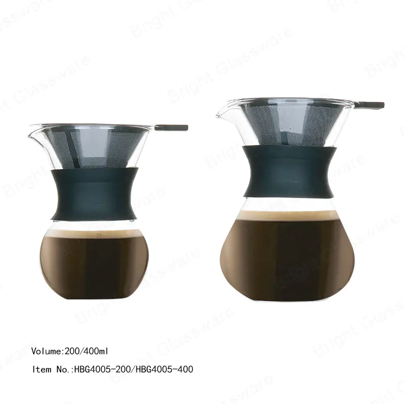 倾倒式咖啡机耐热玻璃高硼硅酸盐咖啡壶，带硅胶套