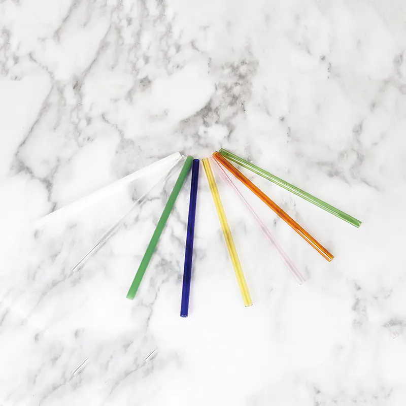 Цветные соломинки из боросиликатного стекла Pyrex для питьевых напитков