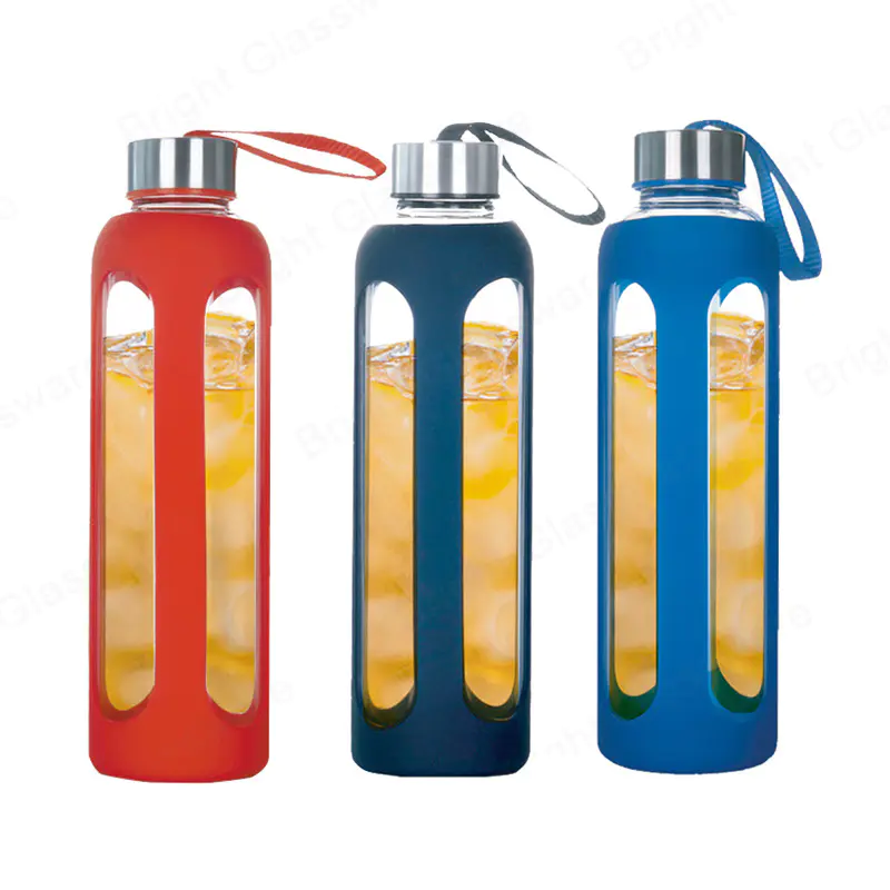 قدرة 550ml borosilicate أفضل زجاجات المياه الزجاجية مجانا BPA مع غطاء
